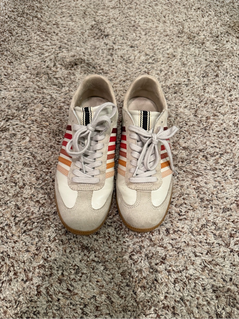 ShuShop Retro Stripe Sneakers in Cream with Multicolor Stripes size 8.5